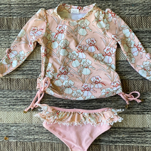 Kimi & Li 3/4 Length Puff Sleeve Rash Guard Set - Picture 2 of 6